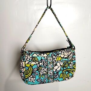 Vera Bradley Retired Floral Handbag Shoulder Bag purse Teal & White